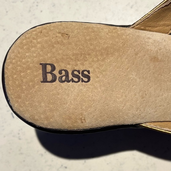 Bass Women's Sz 10 Brown Classic Vacation Travel Leather 3in Heel Slide Sandals - Picture 7 of 9